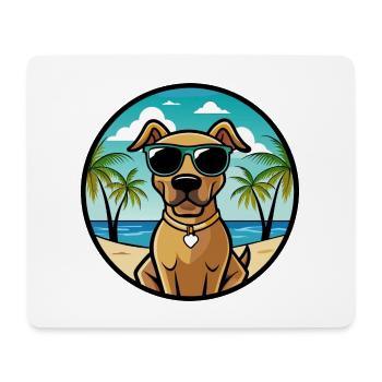Black Mouth Cur Dog Breed Cartoon Sunglasses Beach - Mouse Pad (horizontal) - white - Front