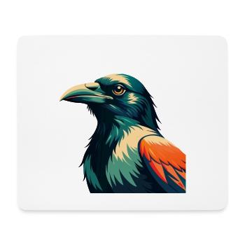 Crow Cartoon Character Colorful Pet Animal - Mouse Pad (horizontal) - white - Front