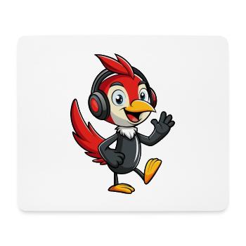 Woodpecker Lustige Zeichentrickfigur Kopfhörermusik - Mousepad (Querformat) - Weiß - Vorne