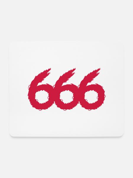 666 Symbol Zahl - Mousepad (Querformat) - Weiß