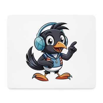 Elster Lustige Zeichentrickfigur Kopfhörer Musik - Mousepad (Querformat) - Weiß - Vorne