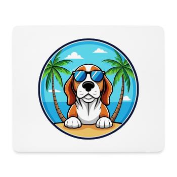 Basset Bleu De Gascogne Hunderasse Cartoon Beach - Mousepad (Querformat) - Weiß - Vorne