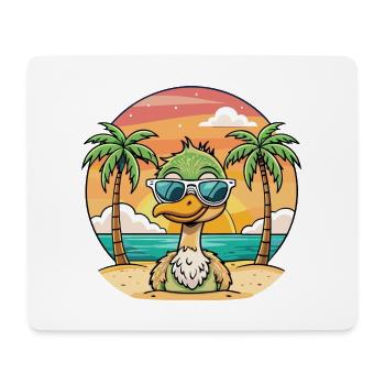 Strauß lustige Cartoon Sommer Strand Sonnenbrille - Mousepad (Querformat) - Weiß - Vorne