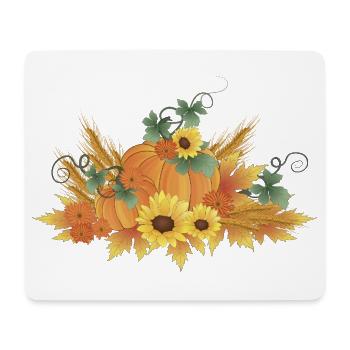 Kürbis Getreide Laub Herbst - Mousepad (Querformat) - Weiß - Vorne