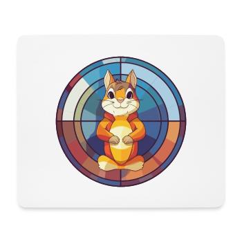 Chipmunk Buntglas Bunte Karikatur Kawaii Ani - Mousepad (Querformat) - Weiß - Vorne