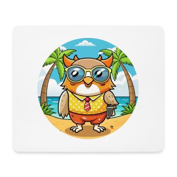 Owl Funny Cartoon Summer Beach Sunglasses - Mouse Pad (horizontal) - white - Front