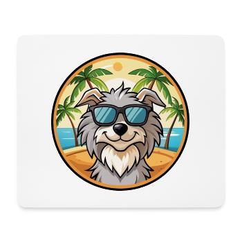 Pyrenäen-Schäferhund-Rasse Cartoon-Sonnenbrille Strand - Mousepad (Querformat) - Weiß - Vorne