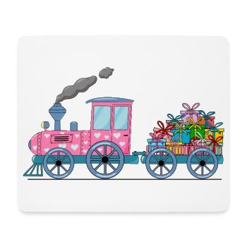 Children's train railway with trailer pink - Mouse Pad (horizontal) - white - Front