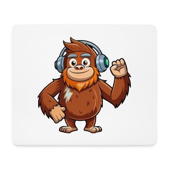 Big Foot Lustige Zeichentrickfigur Kopfhörer Musik - Mousepad (Querformat) - Weiß - Vorne
