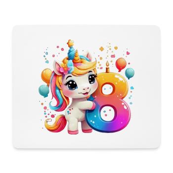 NUMMER 8 JAHRE EINHORN 8. GEBURTSTAG - Mousepad (Querformat) - Weiß - Vorne