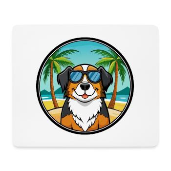Grand Bouvier Suisse Race Cartoon Beach - Tapis de souris (format paysage) - blanc - Devant