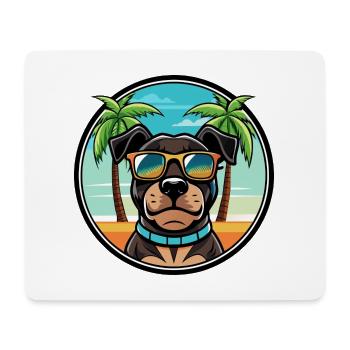 Rottweiler Chien Race Dessin Animé Lunettes De Soleil Plage - Tapis de souris (format paysage) - blanc - Devant