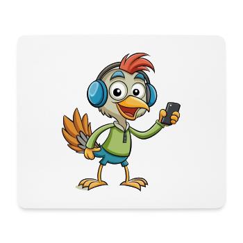 Strauß Lustige Cartoon Figur Kopfhörer Musik - Mousepad (Querformat) - Weiß - Vorne