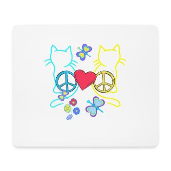 Retro Hippie Cats Peace Cat Vintage Hippies - Mouse Pad (horizontal) - white - Front