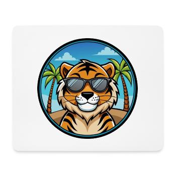 Tiger Lustige Cartoon Sommer Strand Sonnenbrille Cool - Mousepad (Querformat) - Weiß - Vorne