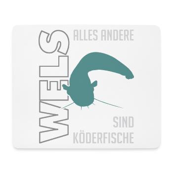 Wels angeln Waller fischen Sportfischen auf Wels - Mousepad (Querformat) - Weiß - Vorne