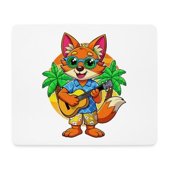 Lustige Fuchs Cartoon Sommer Strand Sonnenbrille Gitarre - Mousepad (Querformat) - Weiß - Vorne