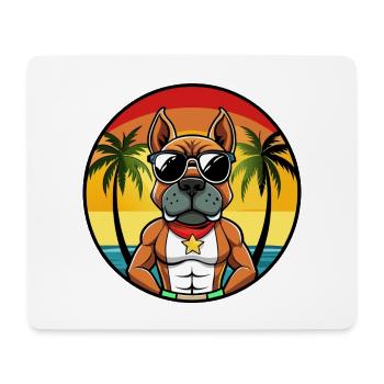 Deutscher Boxer Hund Rasse Cartoon Sonnenbrille Strand - Mousepad (Querformat) - Weiß - Vorne
