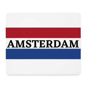 Amsterdam City in Dutch Flag - Mouse Pad (horizontal) - white - Front