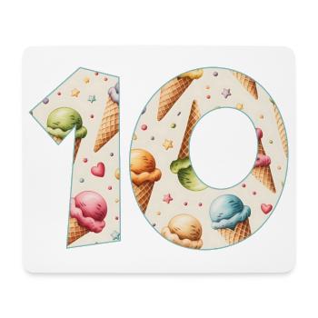EISCREME NUMMER 10 JAHRE EIS 10. GEBURTSTAG - Mousepad (Querformat) - Weiß - Vorne