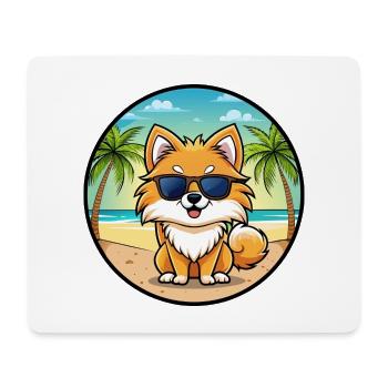 Pommerscher Deutscher Spitz Hunderasse Cartoon Beach - Mousepad (Querformat) - Weiß - Vorne