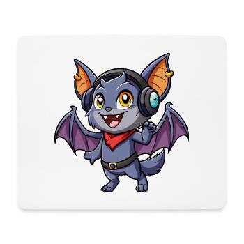 Fledermaus Lustige Zeichentrickfigur Kopfhörer Musik - Mousepad (Querformat) - Weiß - Vorne