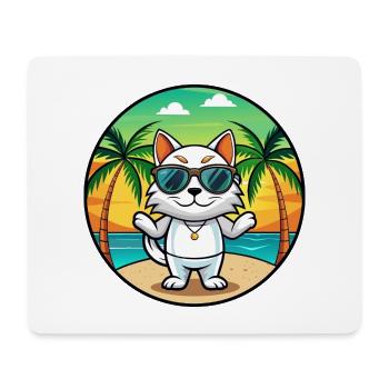 Japanische Bobtail Katzenrasse Cartoon Sonnenbrille Strand - Mousepad (Querformat) - Weiß - Vorne