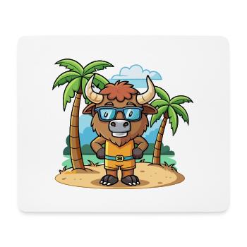 Bison Lustige Cartoon Sommer Strand Sonnenbrille - Mousepad (Querformat) - Weiß - Vorne
