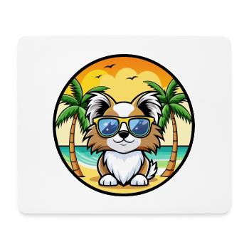 Japanese Chin Dog Breed Cartoon Sunglasses Beach - Mouse Pad (horizontal) - white - Front
