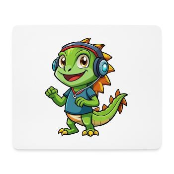 Leguan Lustige Zeichentrickfigur Kopfhörer Musik - Mousepad (Querformat) - Weiß - Vorne