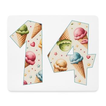 EISCREME NUMMER 14 JAHRE EIS 14. GEBURTSTAG - Mousepad (Querformat) - Weiß - Vorne