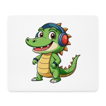 Krokodil Lustige Zeichentrickfigur Kopfhörer Musik - Mousepad (Querformat) - Weiß - Vorne