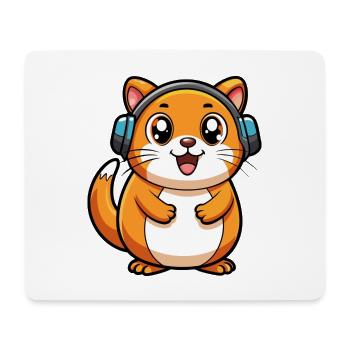 Hamster Lustige Zeichentrickfigur Kopfhörer Musik - Mousepad (Querformat) - Weiß - Vorne