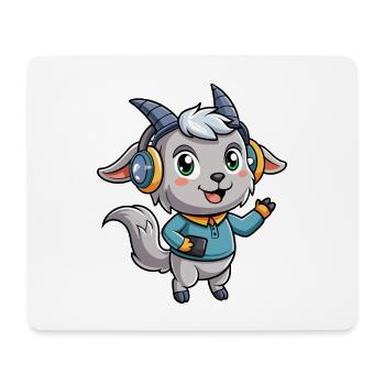 Chèvre Drôle Dessin Animé Personnage Casque Musique - Tapis de souris (format paysage) - blanc - Devant
