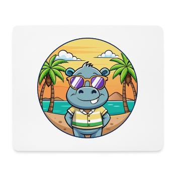 Hippo Lustige Cartoon Sommer Strand Sonnenbrille - Mousepad (Querformat) - Weiß - Vorne