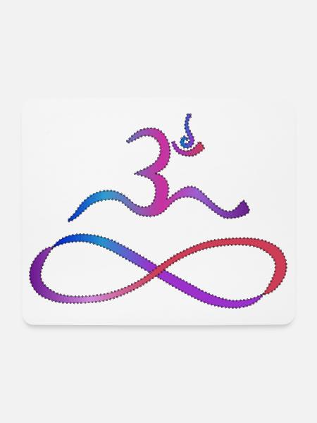 Aum mit Lemniskate dunkle Kontur - Mousepad (Querformat) - Weiß