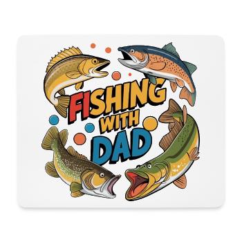 Fishing with dad with colorful fish - Mouse Pad (horizontal) - white - Front