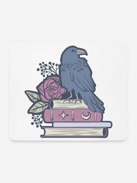 Mystischer Rabe - Mousepad (Querformat) - Weiß