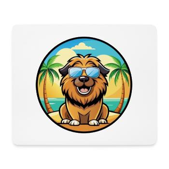 Leonberger Chien Race Dessin Animé Lunettes de Soleil Plage - Tapis de souris (format paysage) - blanc - Devant