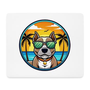 American Pitbull Terrier Hunderasse Cartoon Beach - Mousepad (Querformat) - Weiß - Vorne
