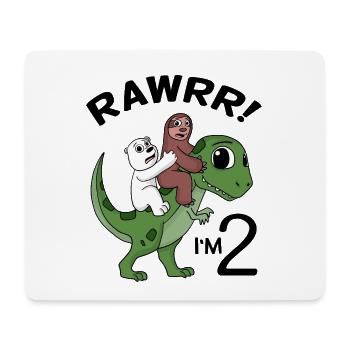 Ich bin 2 Dinosaurier Geburtstag Kindergeburtstag - Mousepad (Querformat) - Weiß - Vorne
