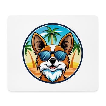 Papillon Hunderasse Cartoon Sonnenbrille Strand - Mousepad (Querformat) - Weiß - Vorne