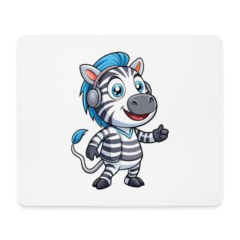 Zebra Lustige Zeichentrickfigur Kopfhörer Musik - Mousepad (Querformat) - Weiß - Vorne