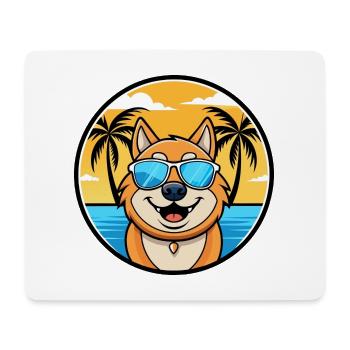 South Russian Ovcharka Dog Breed Cartoon Beach - Mouse Pad (horizontal) - white - Front