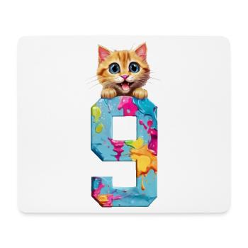 9 ANS CHAT 9ÈME ANNIVERSAIRE - Tapis de souris (format paysage) - blanc - Devant