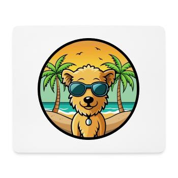 Pumi Hunderasse Cartoon Sonnenbrille Strand - Mousepad (Querformat) - Weiß - Vorne
