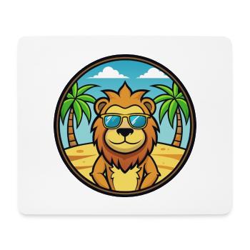 Löwe Lustige Cartoon Sommer Strand Sonnenbrille Aufkleber - Mousepad (Querformat) - Weiß - Vorne