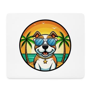 Pitbull Hund Rasse Cartoon Sonnenbrille Strand - Mousepad (Querformat) - Weiß - Vorne