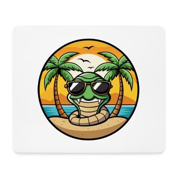 Schlange Lustige Cartoon Sommer Strand Sonnenbrille Cool - Mousepad (Querformat) - Weiß - Vorne