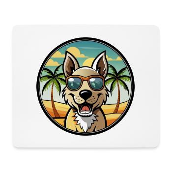 Indischer Paria Hund Rasse Cartoon Sonnenbrille Strand - Mousepad (Querformat) - Weiß - Vorne